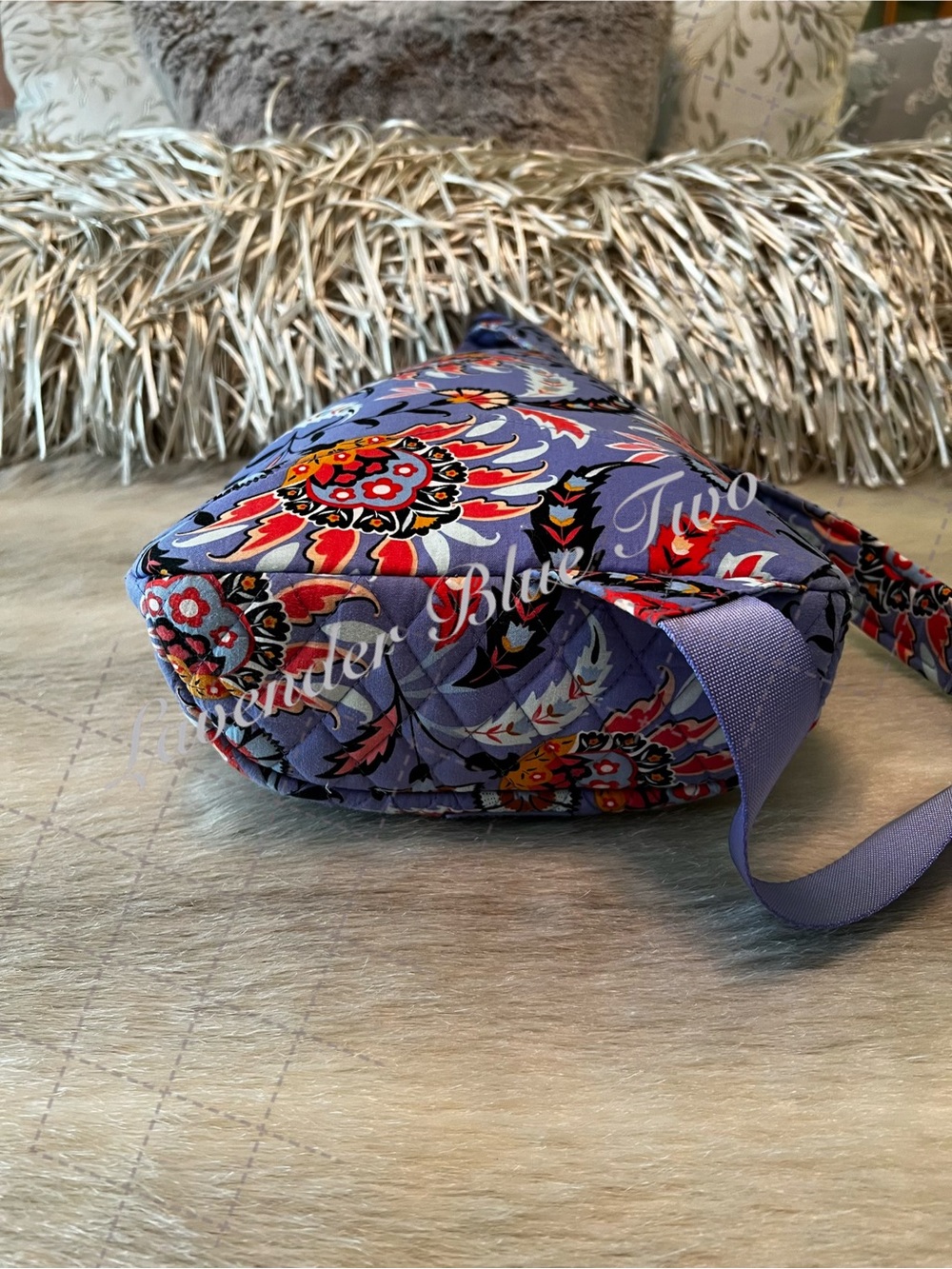 VERA BRADLEY Mural Garden Essentials Lighten Up Sling Lavender Purple Orange Flo - Picture 14 of 14